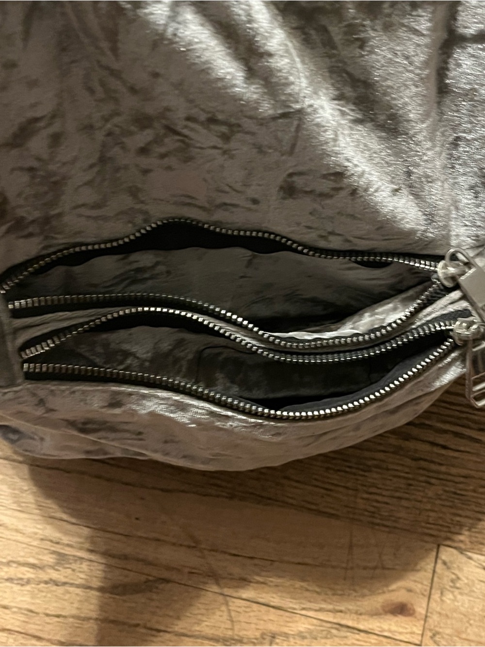 Madden Girl Silver Velvet Backpack - Picture 6 of 8